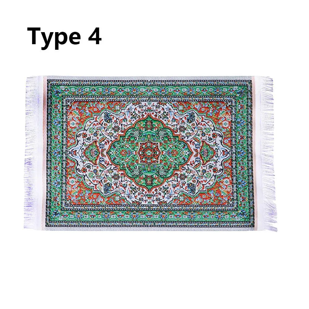 1:12 Scale Turkish Style Playing House Mini House Decor Floor Coverings Doll Accessories Dollhouse Carpet Miniature Weaving Rug