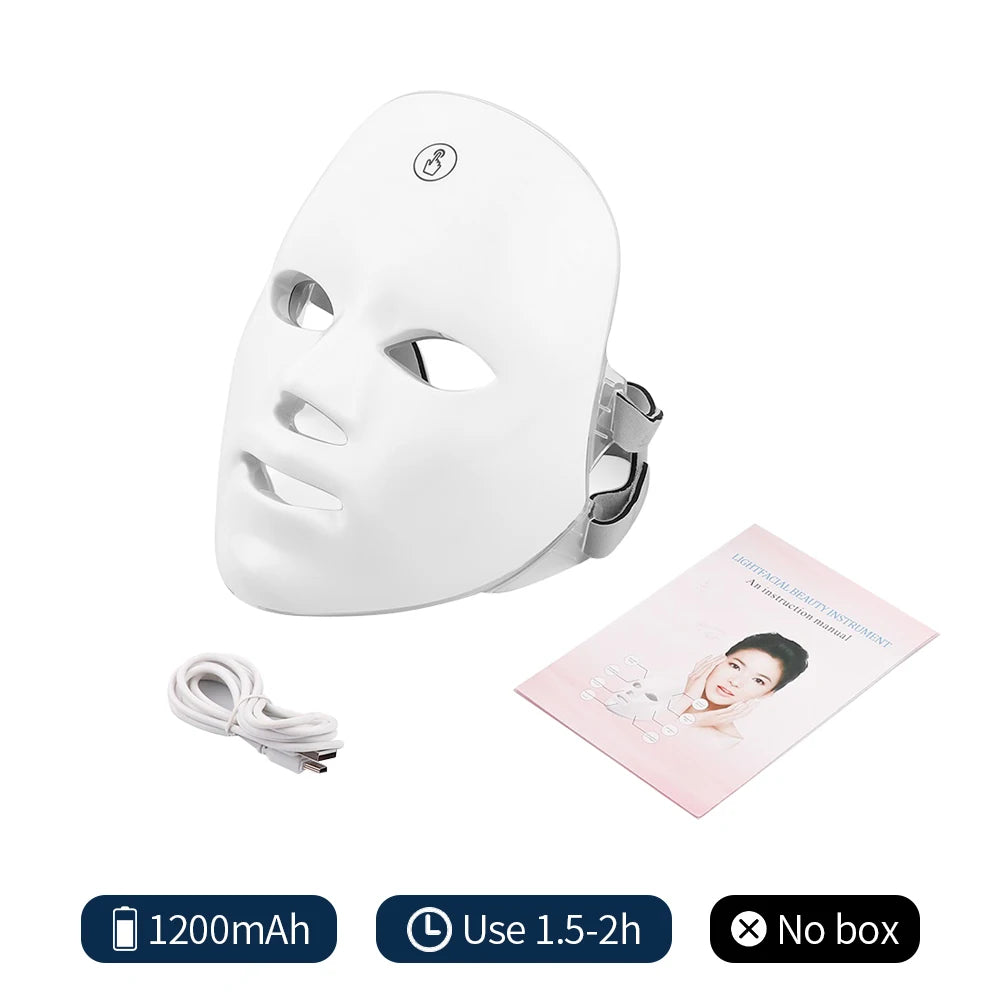 7 Colors Photon Facial LED Mask Red Light Therapy Anti Aging Face Neck Beauty Mask Relaxation Treatment Anti-Wrinkle Skin Care