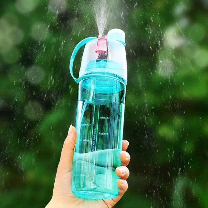 600ml New Creative Spray Water Bottle Portable Atomizing Bottles Outdoor Sports Gym Drinking Drinkware Bottles  Water Gourds