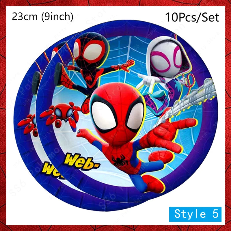 Spiderman Birthday Party Decorations Disposable Tableware Plate Cup Napkins Bags Spidey Party Birthday Decoration Supplies Set