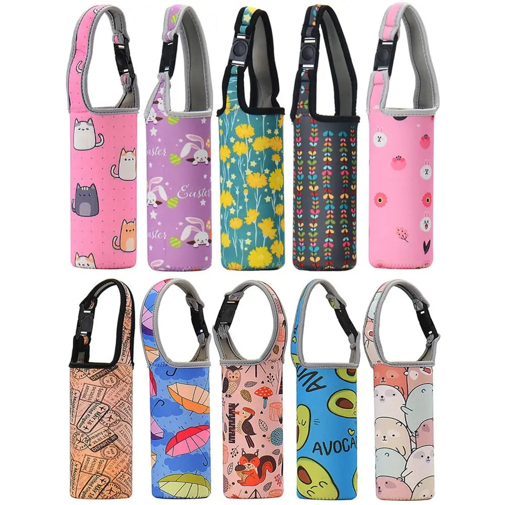 Portable Sport Water Bottle Cover Insulator Sleeve Bag Case Pouch Bottles Cup Pouch With Shoulder Strap Camping Drinkware