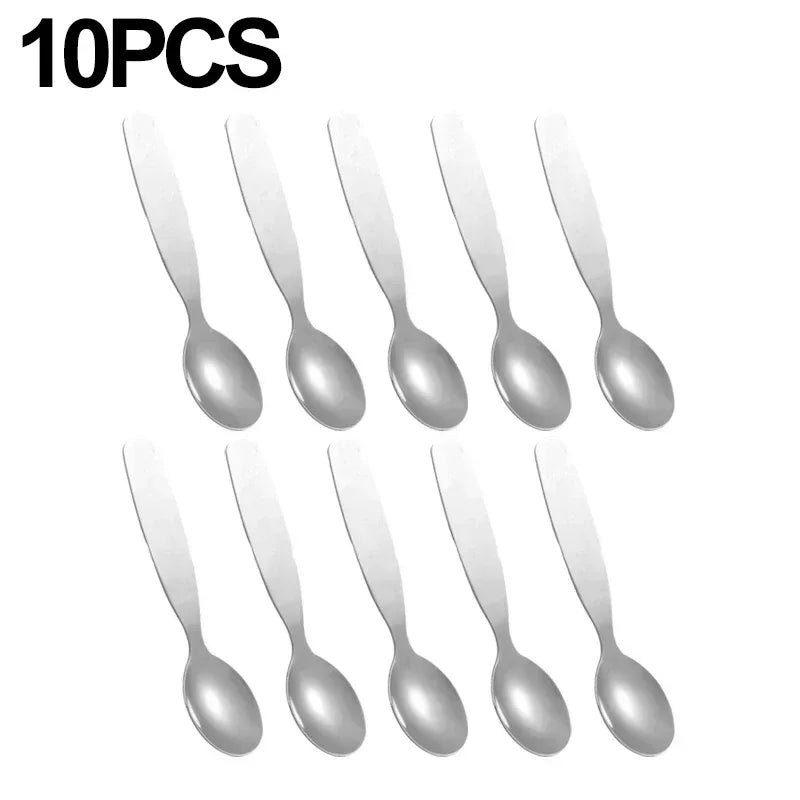 10/1pcs Mini Stainless Steel Spoon Fork Sets Ice Cream Cake Dessert Coffee Teaspoon for Children Cutlery Kitchen Tableware Gifts