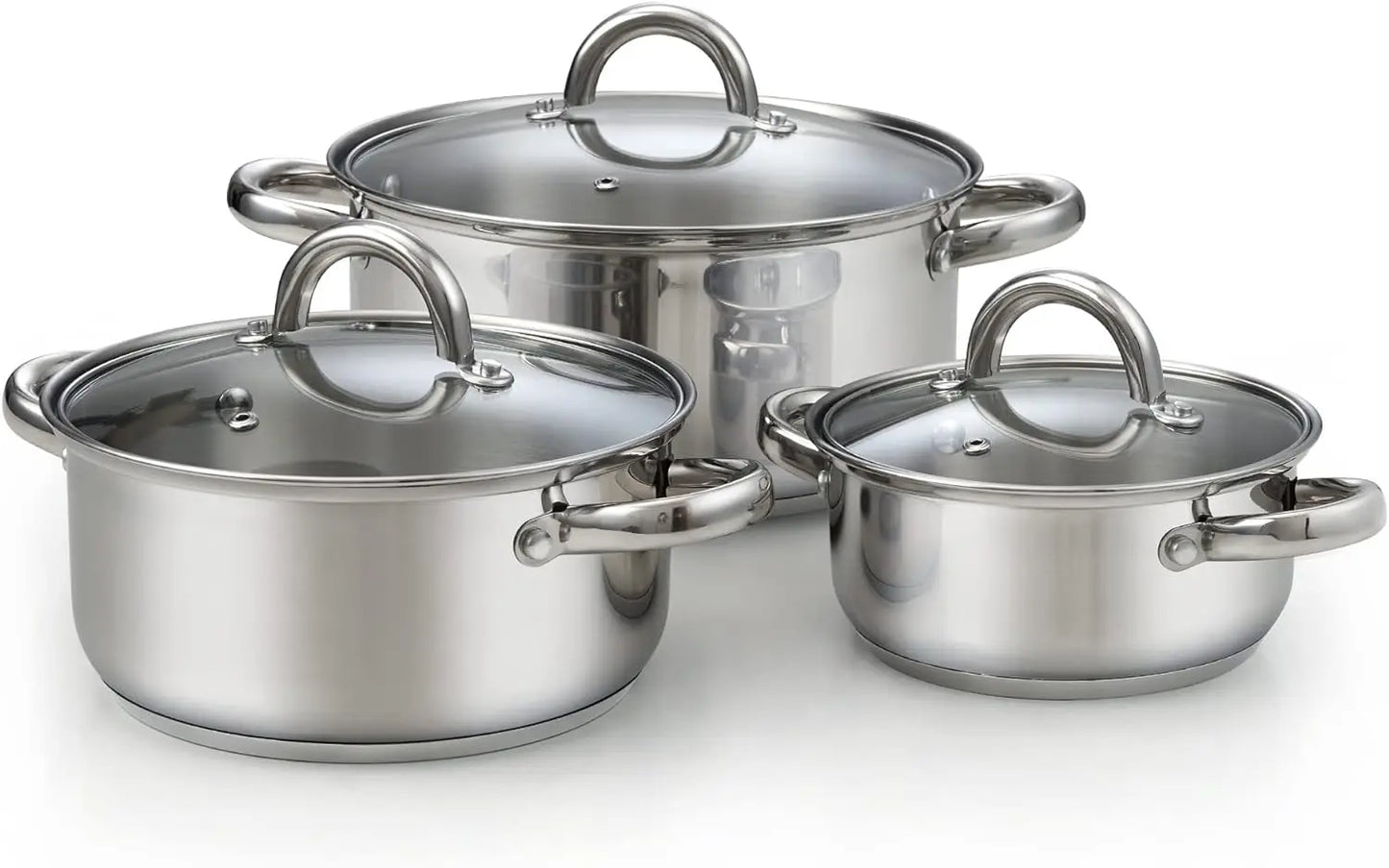 Cook N Home Kitchen Cookware Sets, 12-Piece Basic Stainless Steel Pots and Pans, Silver