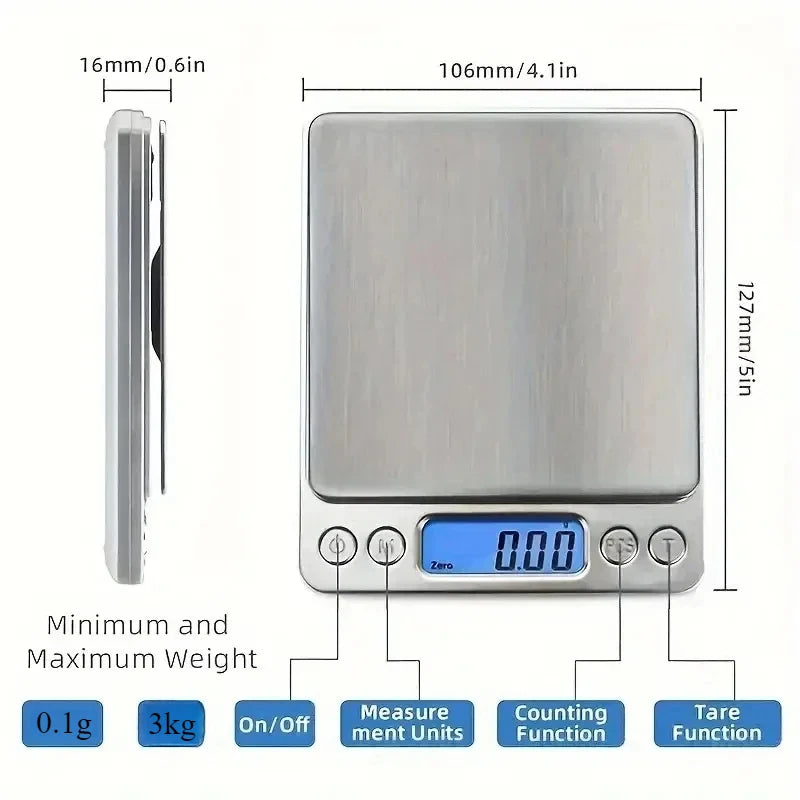 High precision jewelry scale Mini electronic pocket weighing portable household kitchen scale 0.1g food weighing precision