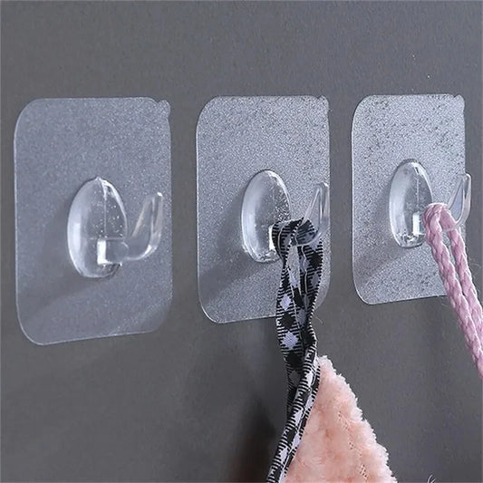 30PCS Wall Hooks Transparent Strong Self Adhesive Key Towel Door Wall Hanger Hanging Kitchen Bathroom Accessories Hooks