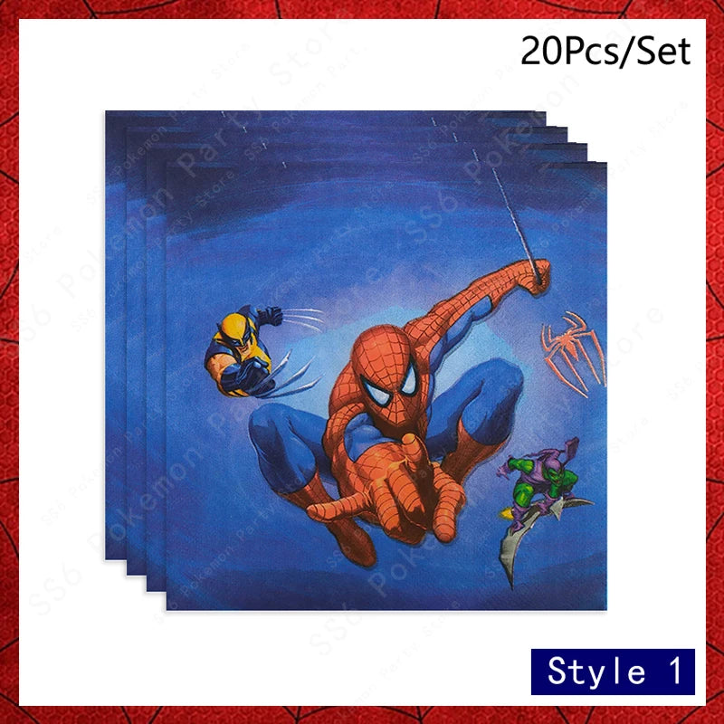 Spiderman Birthday Party Decorations Disposable Tableware Plate Cup Napkins Bags Spidey Party Birthday Decoration Supplies Set