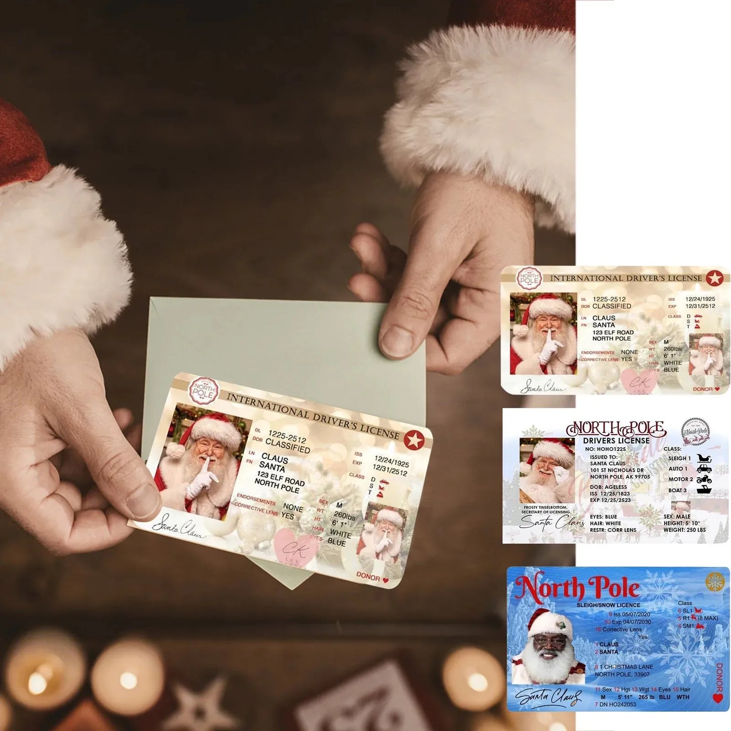 Creative Santa Claus Flight License Christmas Eve Gift Xmas Tree Decorations Flight License Cards Toys For Kids 2023 Christmas