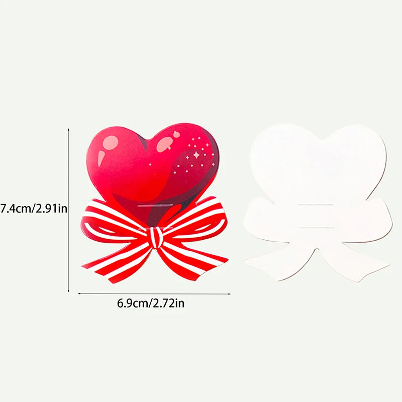 50pcs Red Heart Bow Lollipop Decorating Cards For Valentine's Day Wedding Birthday Party Supplies Candy Decorations Favors Gift