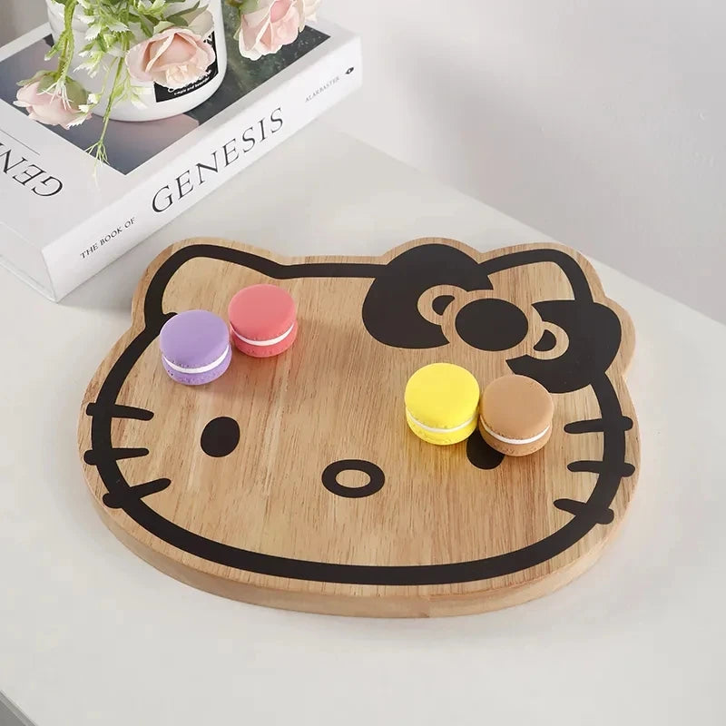 Sanrio Kawaii Hello kitty Chopping Board Cartoon Solid Wood Fruit Children's Supplementary Food Small Chopping Board Tableware