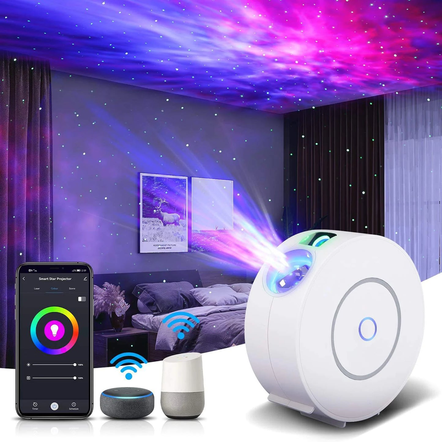 Tuya WiFi intelligent high-definition starry sky projector intelligent voice control system APP adjustment projector home gifts