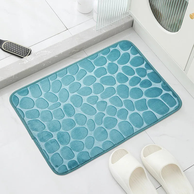 Cobblestone Embossed Bathroom Bath Mat Non-slip Carpets In Wash Basin Bathtub Side Floor Rug Shower Room Doormat Memory Foam Pad