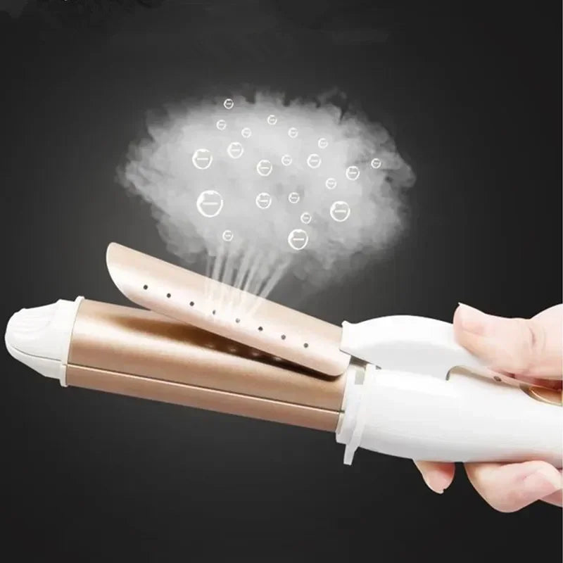 Multifunction 3 In 1 Gold Ceramic Hair Curler Hair Curling Iron Straightener Heated Roller Professional Hair Styling Tools