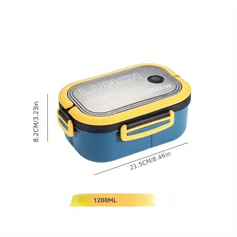 1PC Portable Sealed Lunch Box 2 Layer Mesh Kids Leak Proof Bento Snack Box with Cutlery Microwave Safe Food Storage Container