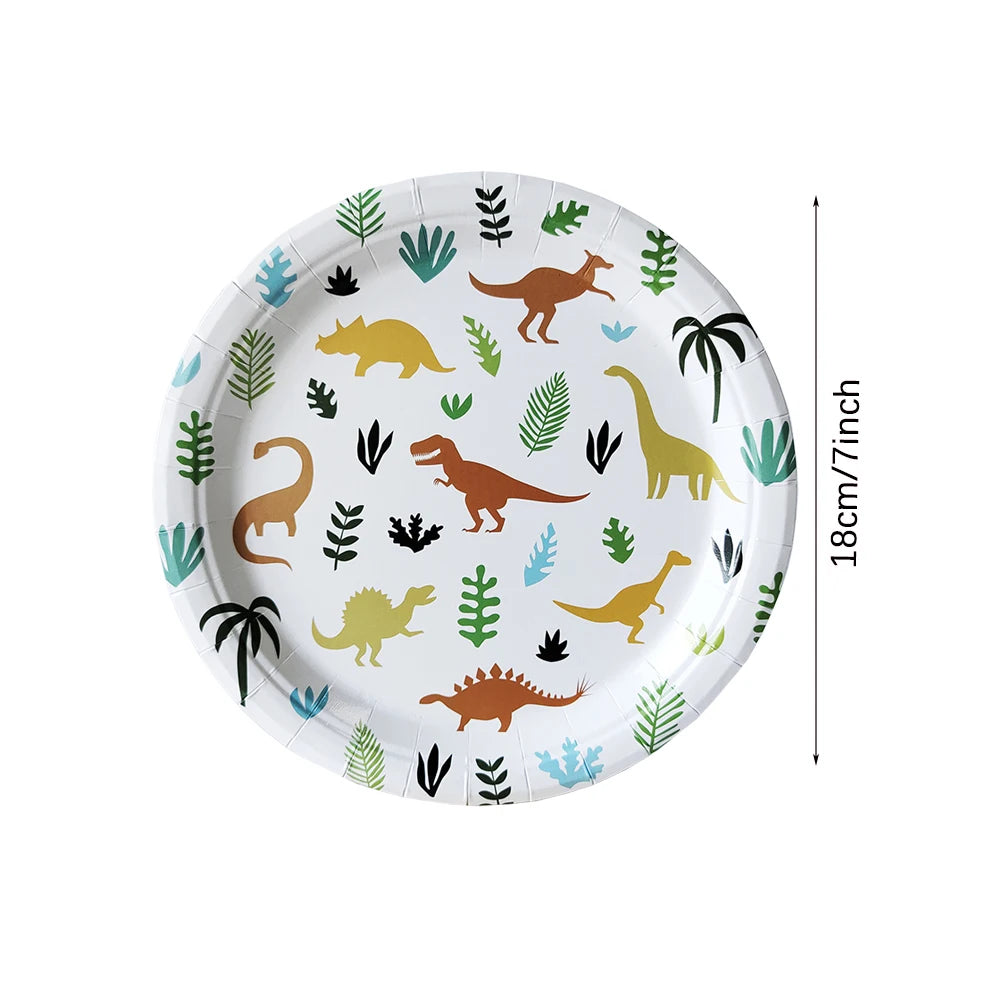 Dinosaur Disposable Tableware Set Dinosaur Theme Birthday Party Decoration Dinosaur Paper Plate Cup Tablecloth Boy Party Supplie