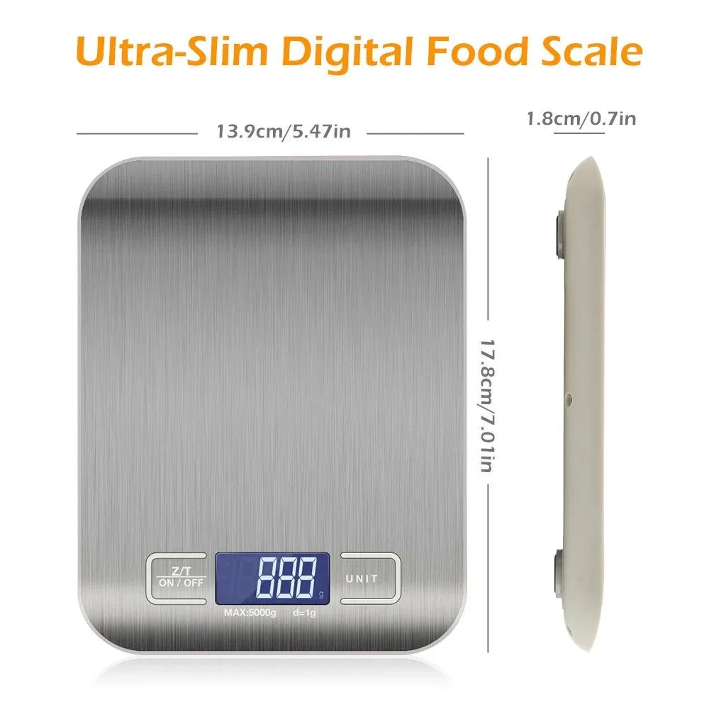 Digital Kitchen Scales 10kg/1g Stainless Steel LCD Electronic Food Diet Postal Balance Measure Tools Weight Libra