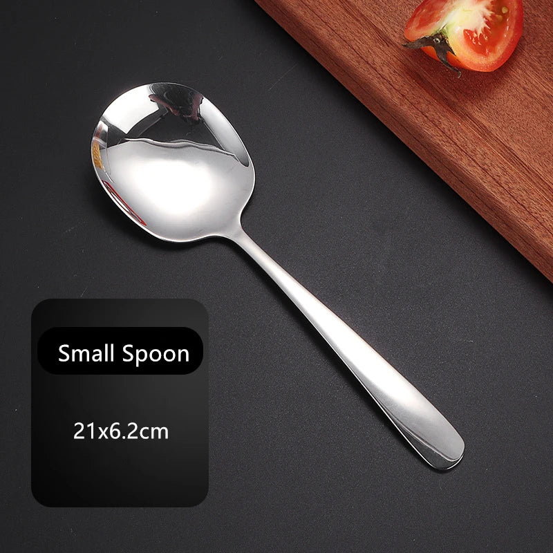 Silver Kitchen Stainless Steel Serving Spoon Long Handle Food Shovel Buffet Salad Colander Creative Hollow Home Tableware