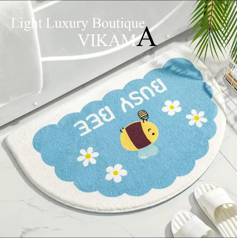 VIKAMA Cute Strawberry Imitation Cashmere Foot Mat Kitchen Bathroom Bathroom Entrance Anti-slip Mat Dirty Resistant Washable Rug