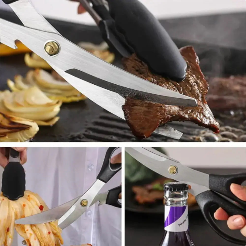 Stainless Steel Barbecue Scissors Clip Set Kitchen Tools Silicone Food Clip Scissors Outdoor Camping Barbecue Set Korean Home Ba