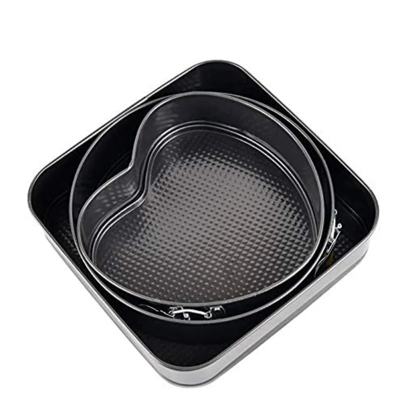 Nonstick Carbon Steel Cakes Molds Bake Pan Heart Round Square Shape Removable Bottom Baking Mould Set Kitchen Accessories New