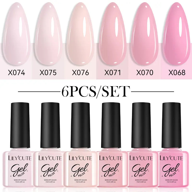 LILYCUTE 6Pcs/set 7ml Coffee Series Gel Nail Polish Kit 125 Colors Manicure Semi Permanent Soak Off UV Nail Art Gel Varnish