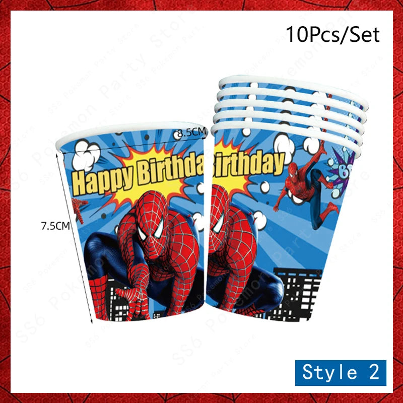 Spiderman Birthday Party Decorations Disposable Tableware Plate Cup Napkins Bags Spidey Party Birthday Decoration Supplies Set