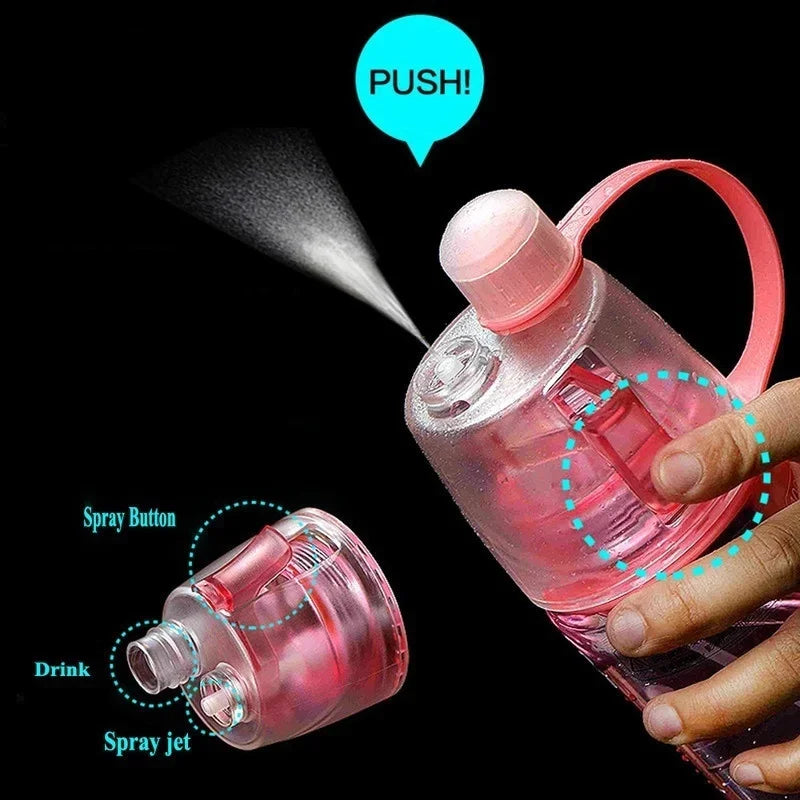 600ml New Creative Spray Water Bottle Portable Atomizing Bottles Outdoor Sports Gym Drinking Drinkware Bottles  Water Gourds