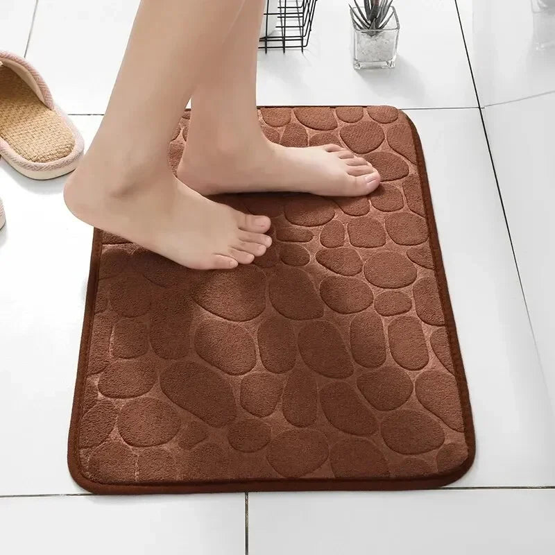 Mat Non Slip Carpets Cobblestone Embossed Bathroom Bath In Wash Basin Bathtub Side Floor Rug Shower Room Doormat Memory Foam