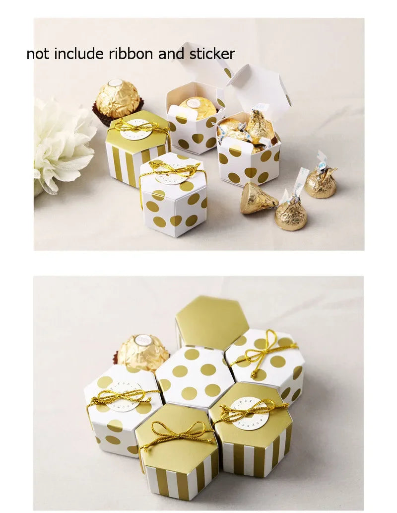 Mini Lovely Gold Round Polka Dot Gold Striped Paper Candy Boxes For Baby Shower gift box Birthday Wedding Party Favor Box