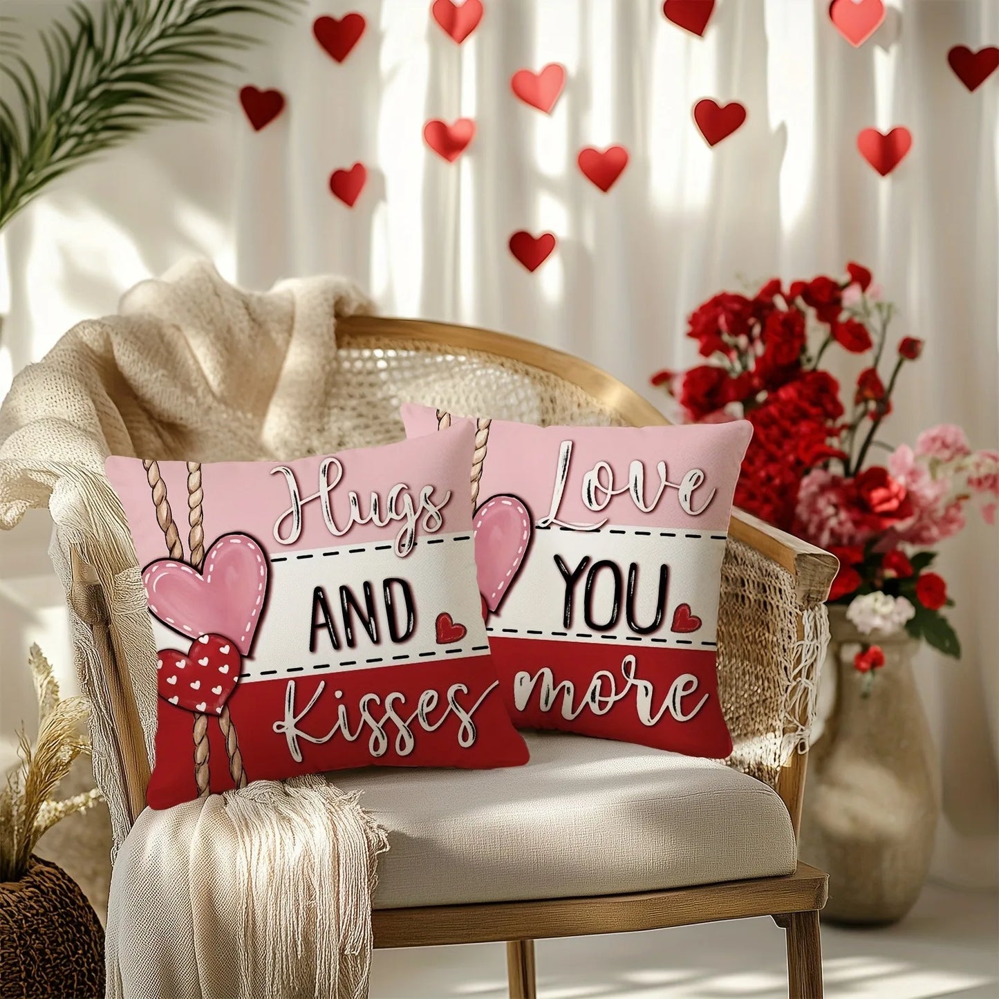 Valentine's Day Gift Printed Nordic Couple Home Decor Pillowcase Holiday Bedroom Living Room Decoration Polyester Cushion Cover