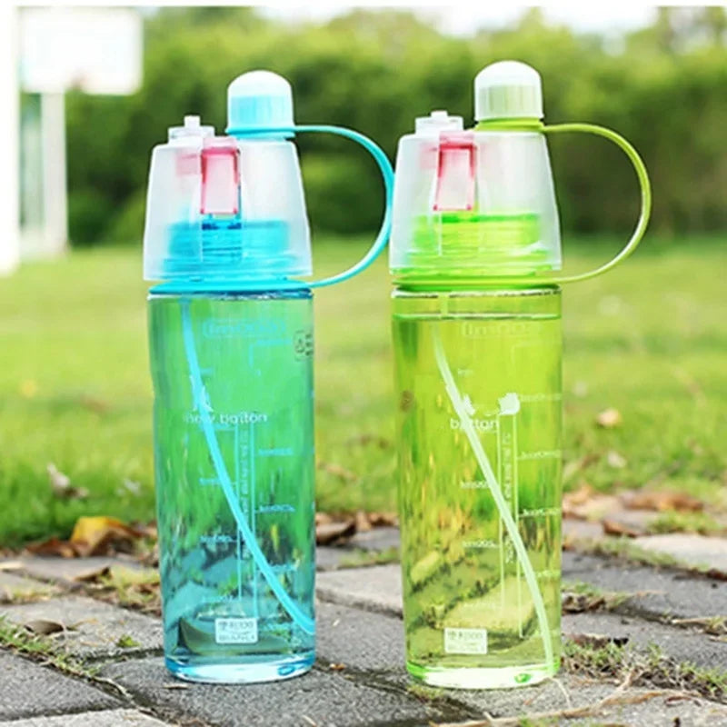 600ml New Creative Spray Water Bottle Portable Atomizing Bottles Outdoor Sports Gym Drinking Drinkware Bottles  Water Gourds