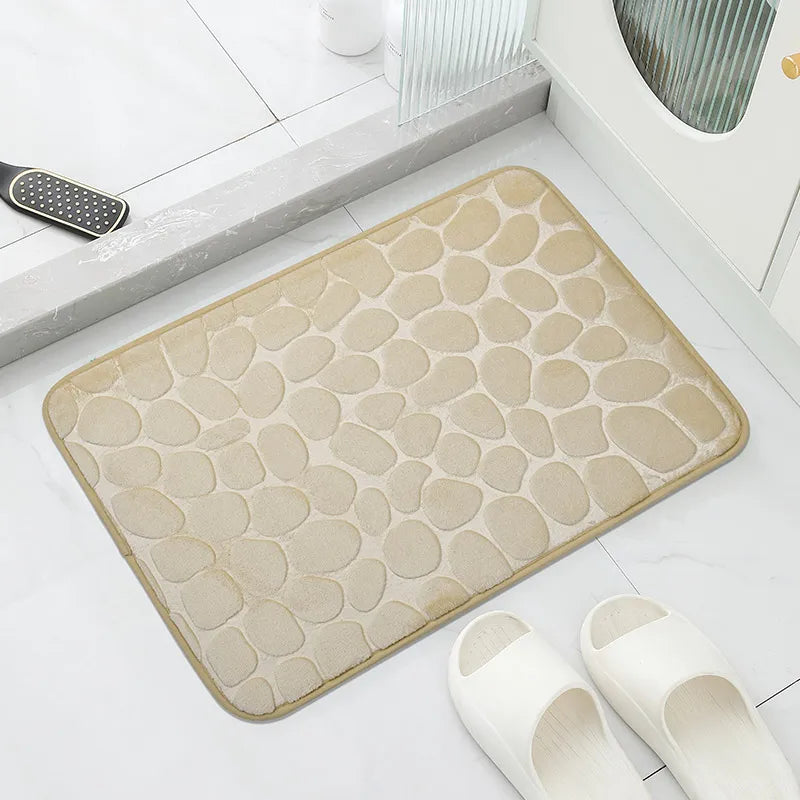 Cobblestone Embossed Bathroom Bath Mat Non-slip Carpets In Wash Basin Bathtub Side Floor Rug Shower Room Doormat Memory Foam Pad