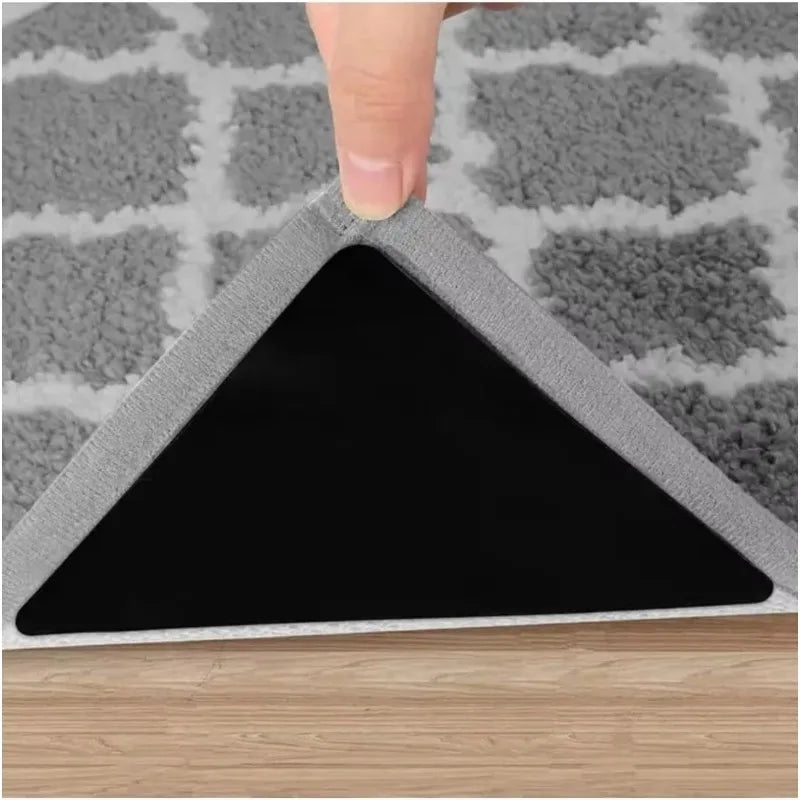 8Pcs Set Triangle Washable Rug Gripper Anti-Slip Reusable Rubber Mat Non Slip Patch Tape For Tile Floors Carpets Corners Pad