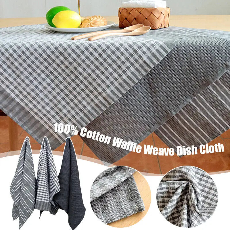 3Pack Cotton Waffle Weave Kitchen Dish Cloths Soft Absorbent Household Towels Thickened Wipe Cloths Dishcloth New