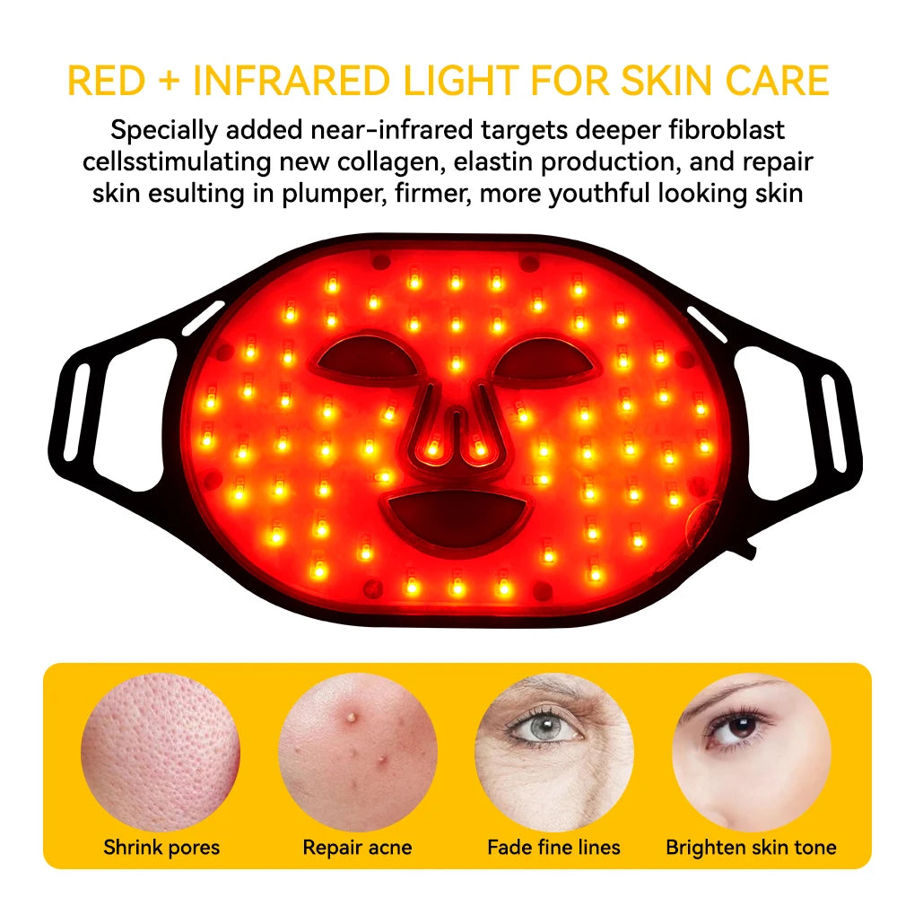 Lescolton New Red Led Light Therapy Infrared Flexible Soft Mask Silicone 4 Color Led Therapy Anti Aging Advanced Photon Mask