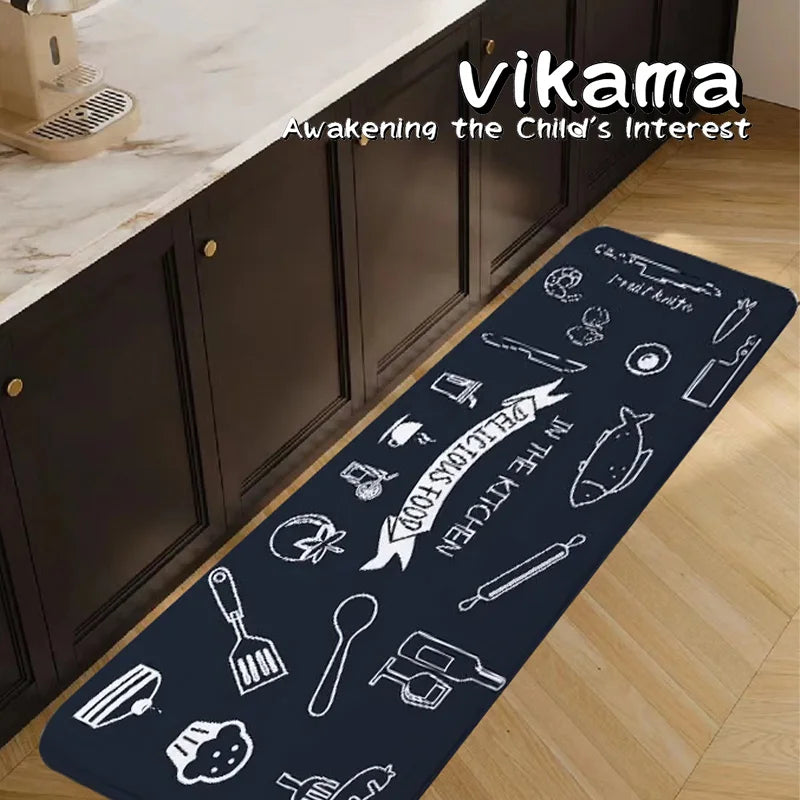 VIKAMA Simple Letter Crystal Pile Kitchen Decorative Rugs Entryway Living Room Entryway Non-Slip Dirty Resistant Easy Care Rugs