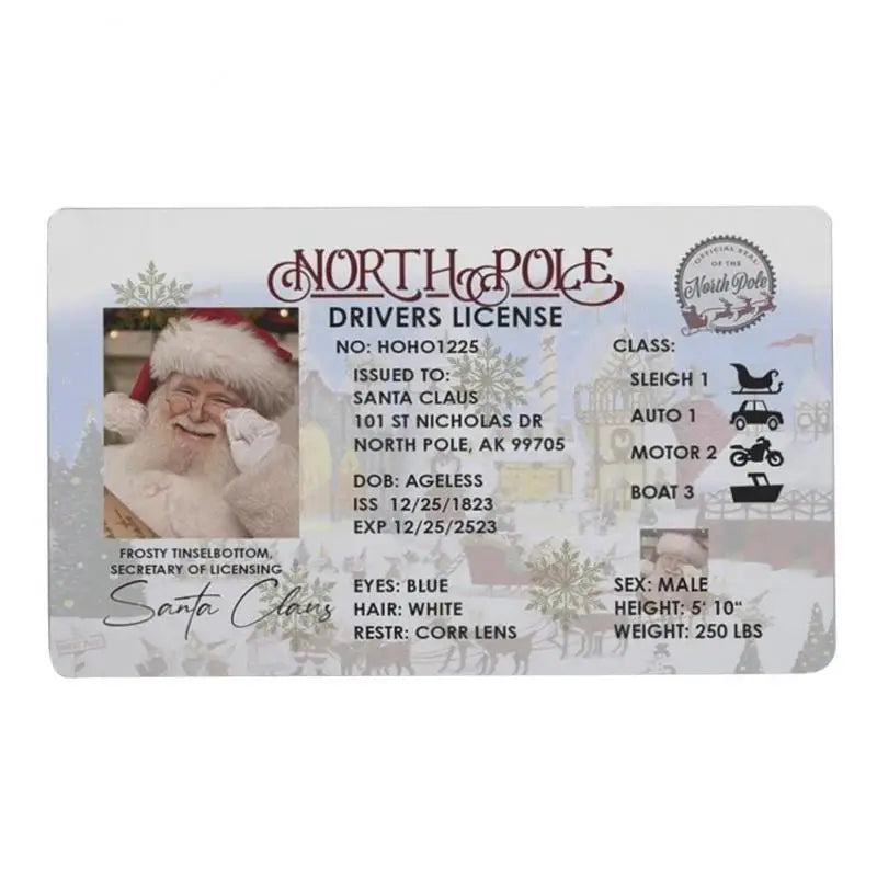 Creative Santa Claus Flight License Christmas Eve Gift Xmas Tree Decorations Flight License Cards Toys For Kids 2023 Christmas