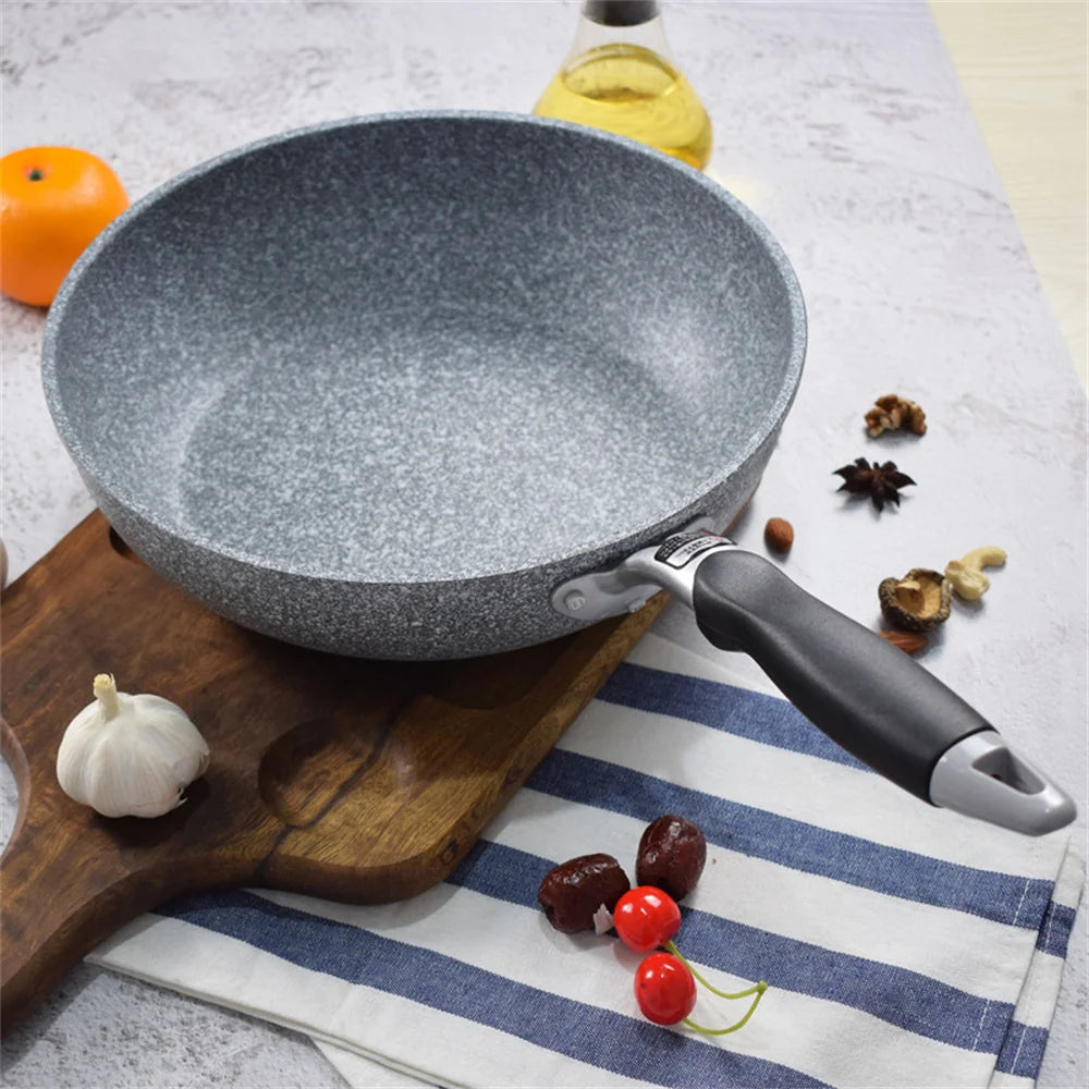 Durable Stone Frying Wok Pan Non-stick Ceramic Pot Induction Fryer Steak Cooking Gas Stove Skillet Cookware Tool for Kitchen Set