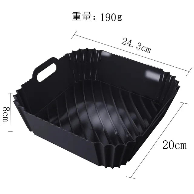 Large Air Fryer Silicone Basket Tray Pot Square Non-stick Airfryer Baking Mold Liner Bpa Free Kitchen Cooking Accessories