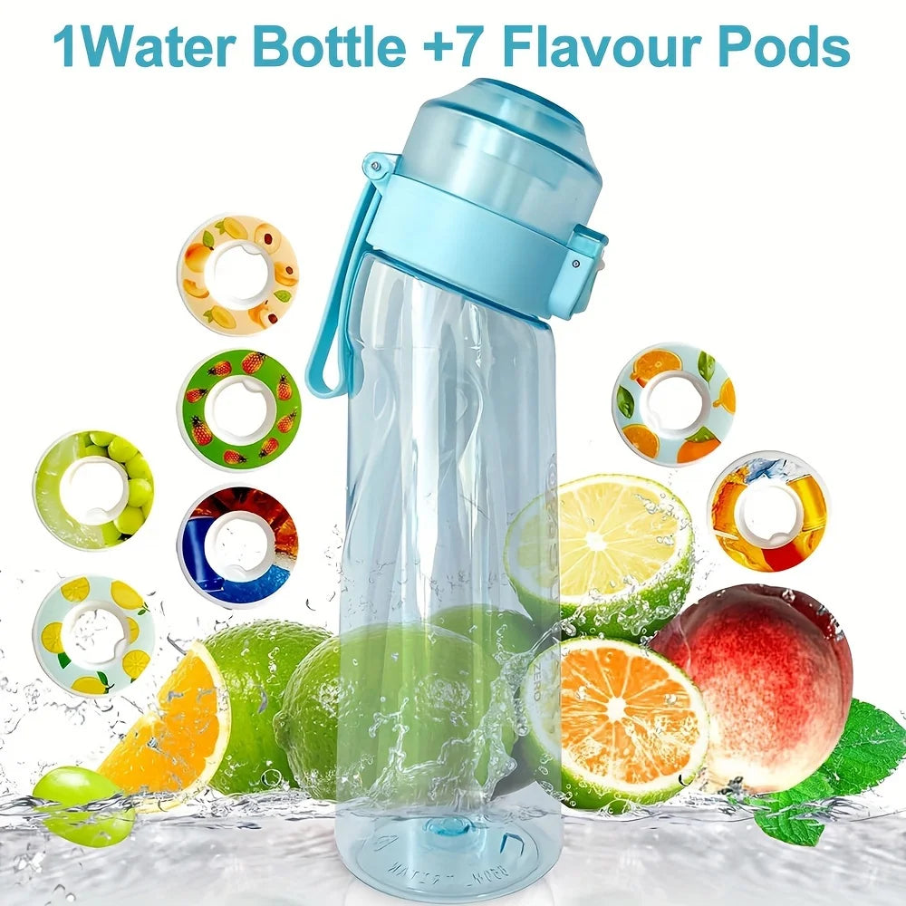 650ml/22oz Portable Sports Water Bottle With 7 Flavour Pods Scented Leakproof Water Bottle With Straw For Gym Outdoor Activities