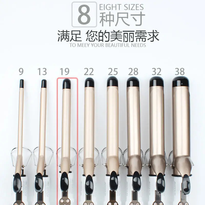 Temperature Setting Electric Hair Curler Long Curling Tong Wand 9-38mm Professional Hair Curling Iron LCD Screen