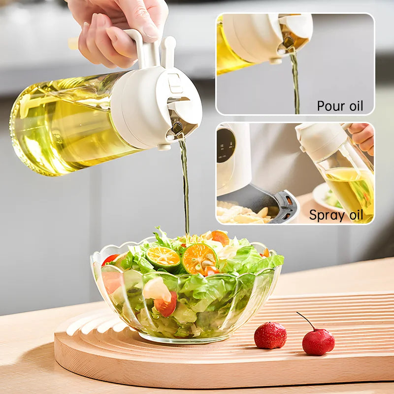 2in1 Olive Oil Spray Bottle 500ml Plastic Oil Sprayer Kitchen Oil Containers Cooking Olive Oil Dispenser For Camping BBQ Baking