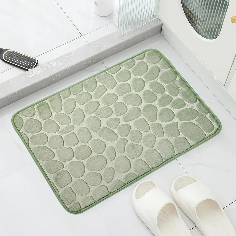 Cobblestone Embossed Bathroom Bath Mat Non-slip Carpets In Wash Basin Bathtub Side Floor Rug Shower Room Doormat Memory Foam Pad