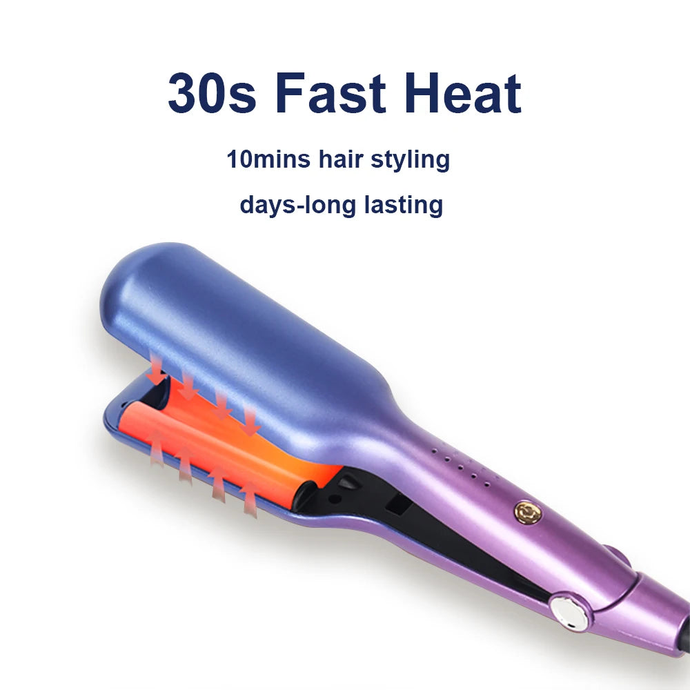 0.6 Inch / 16mm 3 Barrel Hair Waver Beach Waves Curling Iron Ceramic Hair Crimper Wave Curler Tool with 5 Adjustable Temperature