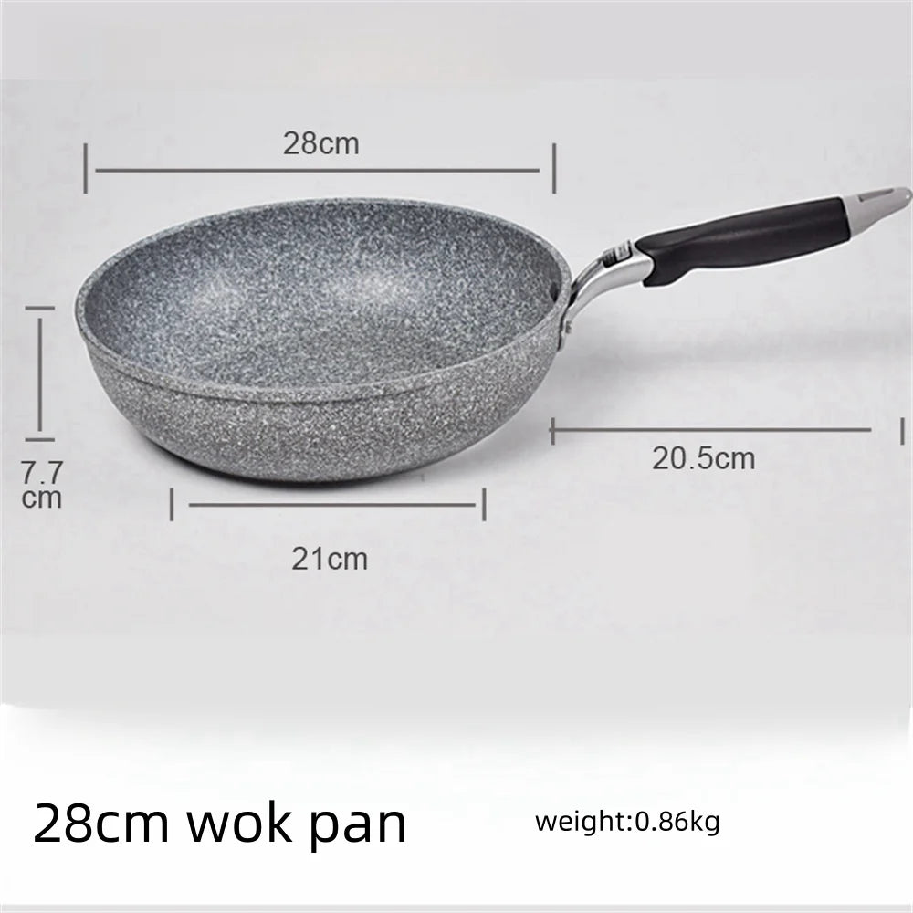 Durable Stone Frying Wok Pan Non-stick Ceramic Pot Induction Fryer Steak Cooking Gas Stove Skillet Cookware Tool for Kitchen Set