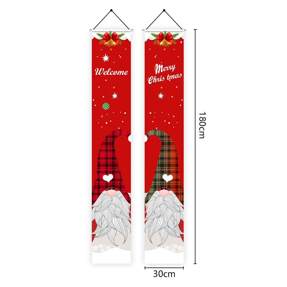 Santa Claus Merry Christmas Decoration Home Door Banner for Home 2024 Cristmas Ornament Navidad Gift 2025 New Year Photo Props