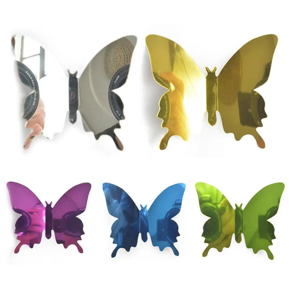 12Pcs/lot 3D Butterfly Mirror Wall Sticker Decal Wall Art Removable Wedding Decoration Kids Room Decoration Sticker