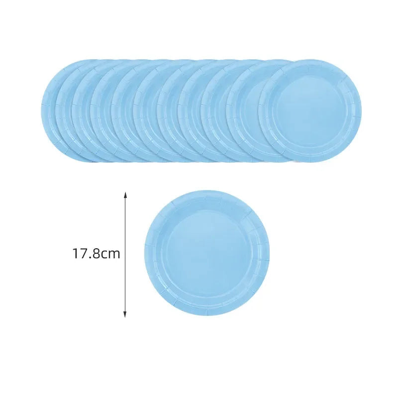 Solid Light Blue Theme Birthday Super Girls Decorations Party Disposable Tableware Paper Napkins Cups Plates Tablecloths Straws