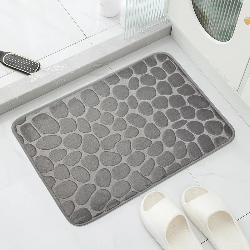 Cobblestone Embossed Bathroom Bath Mat Non-slip Carpets In Wash Basin Bathtub Side Floor Rug Shower Room Doormat Memory Foam Pad