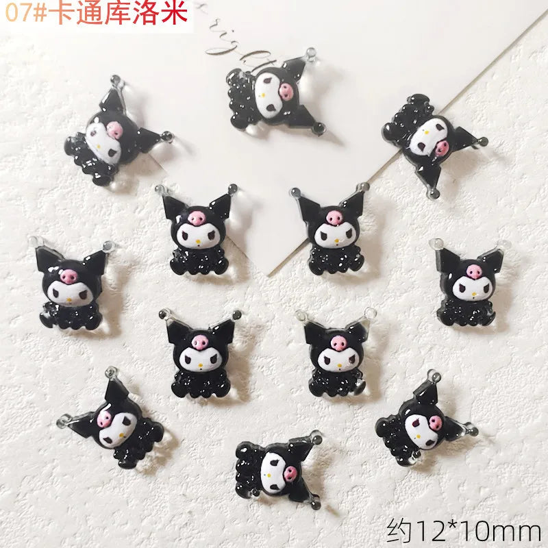 70PCS/50PCS Sanrio Hello Kitty Kawaii Cartoon Kuromi Nail Art Charms Kit 3D Nail Rhinestone Gems for Manicure Nails Art Deco Y2K