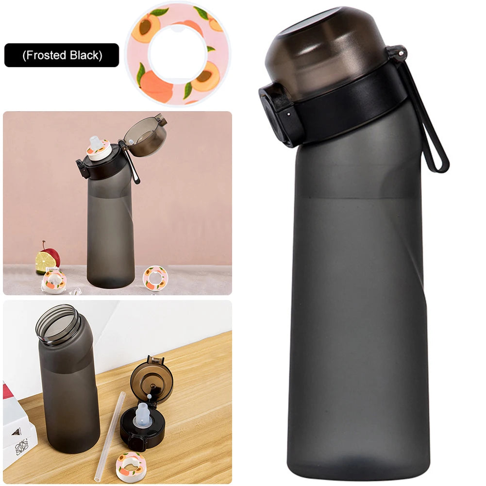 Flavored Water Bottle 650ml Sports Alr Up Drinking Bottle 8 Fruit Fragrance Pods Water Cup for Outdoor Camping Fitness Fashion